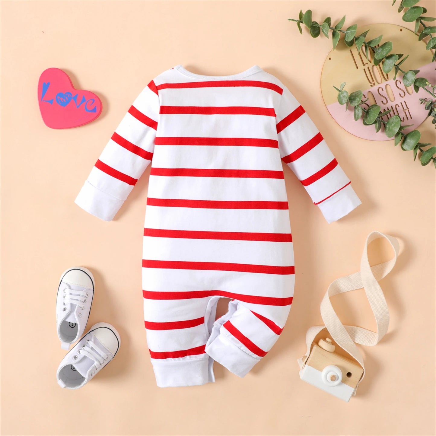 Baby Heart Letter Print Long-sleeve Jumpsuit