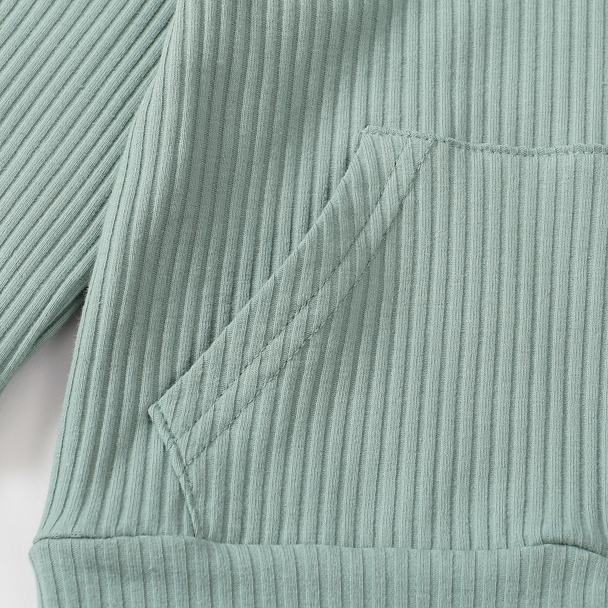 Cotton Ribbed Long-sleeve Hoodie and Pants Set