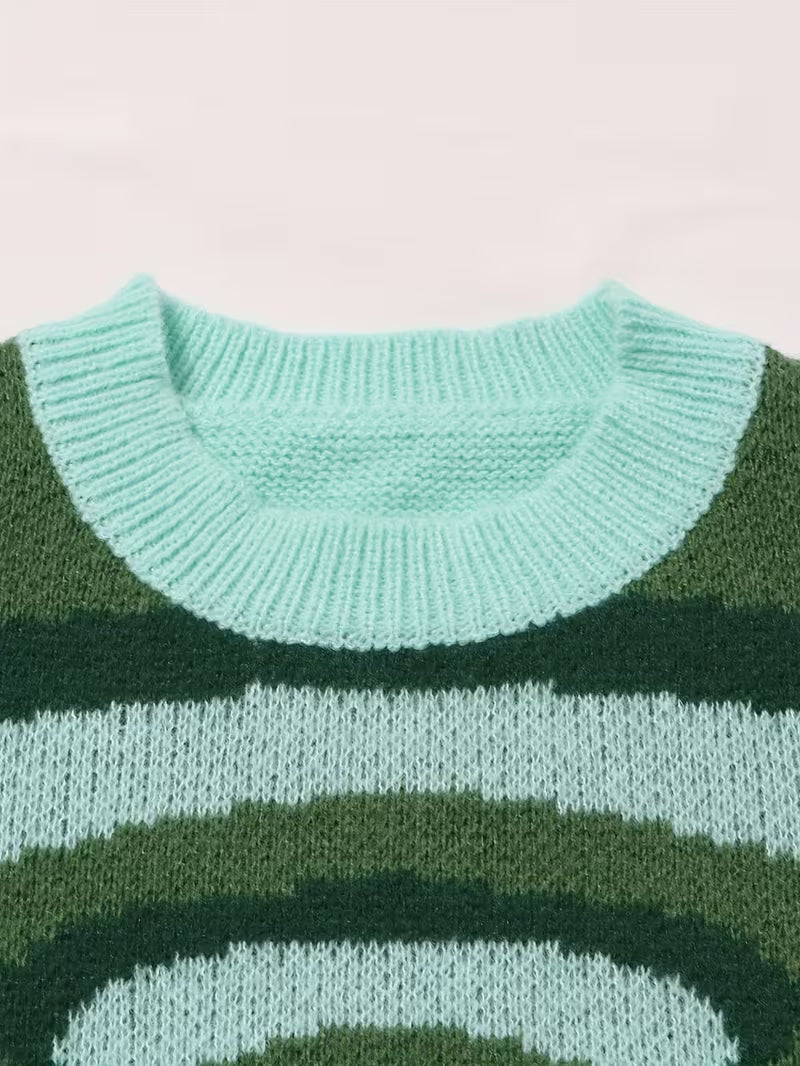 Floral Print Crew Neck Sweater, Casual Long Sleeve Sweater for Autumn and Winter, Women's Clothing