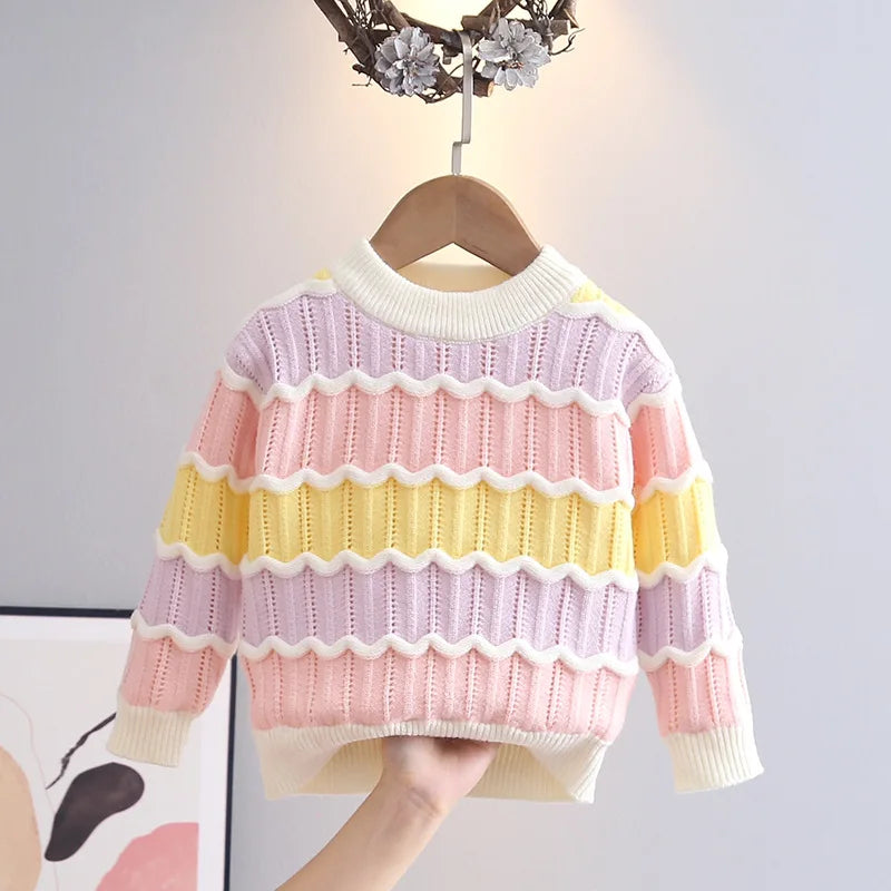Girls Colorful Stripes Sweater