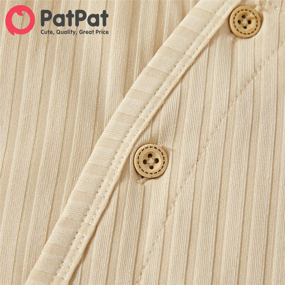 Ribbed V Neck Long-sleeve Romper