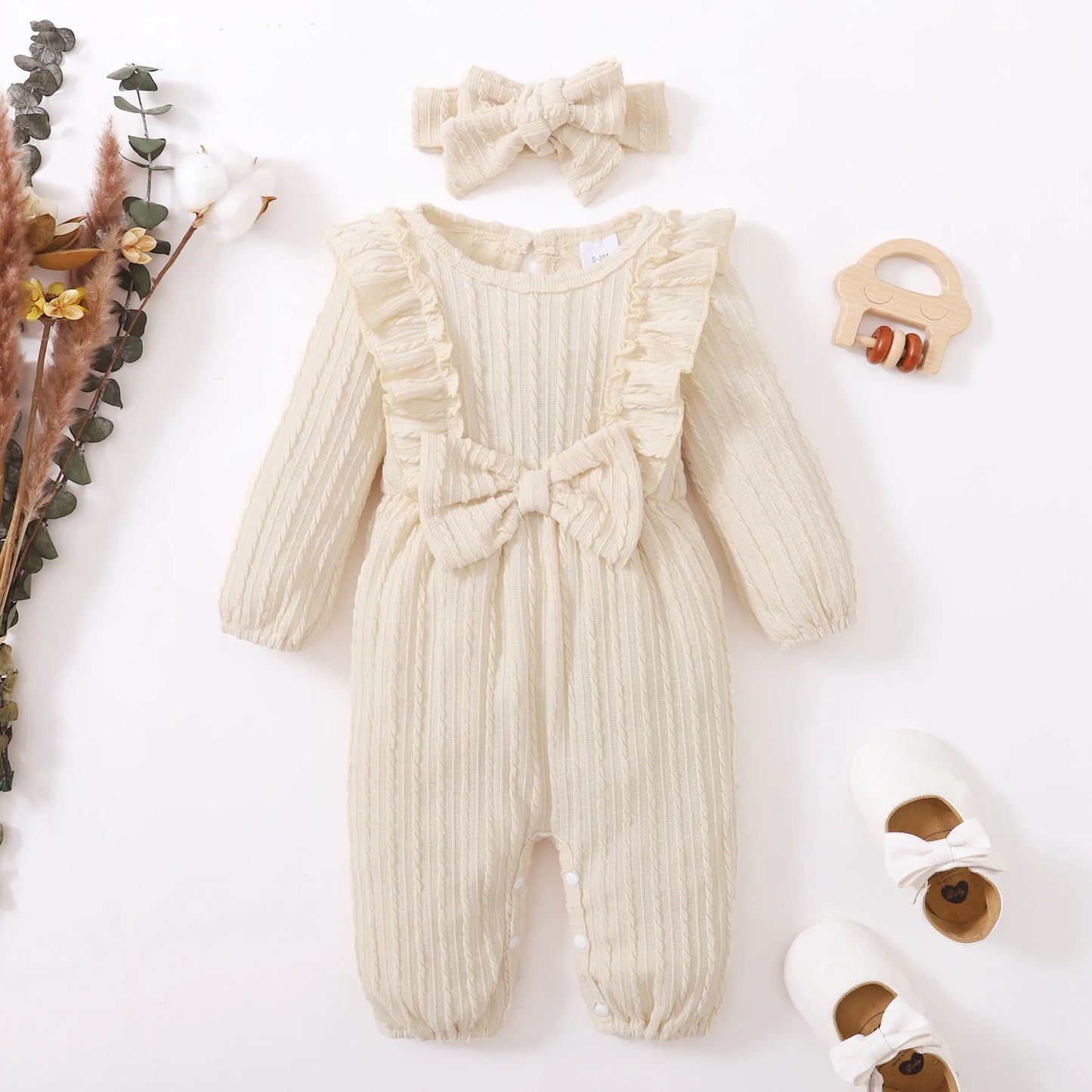 Baby all Long Sleeve Romper with bow