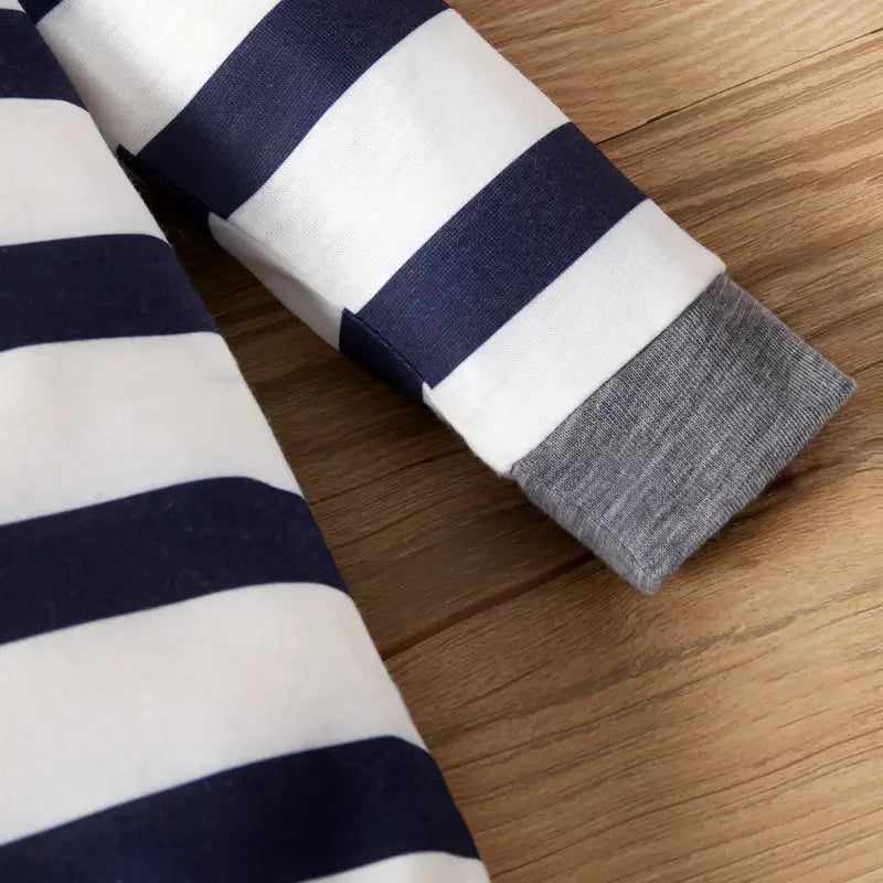 Allover Striped/Star Print Long-sleeved Jumpsuit