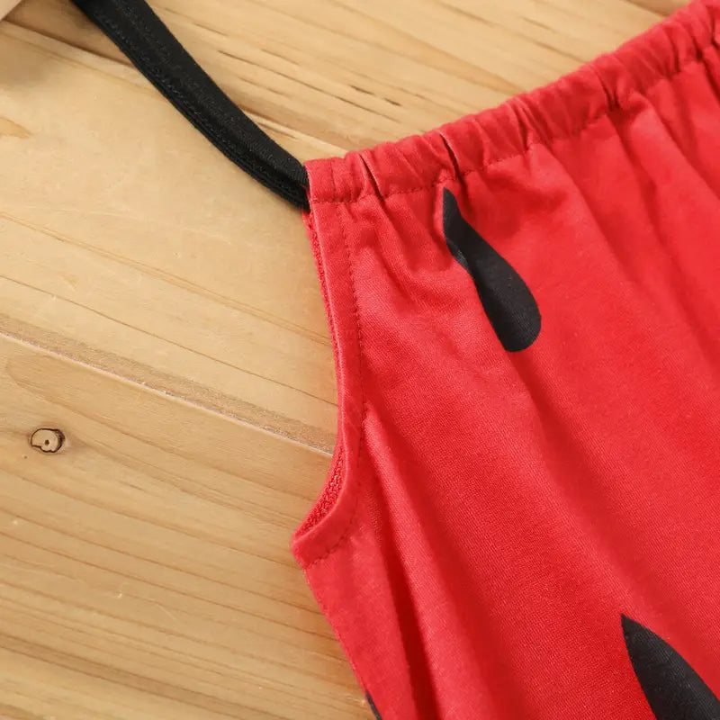 girl dress with watermelon print and color-block cami