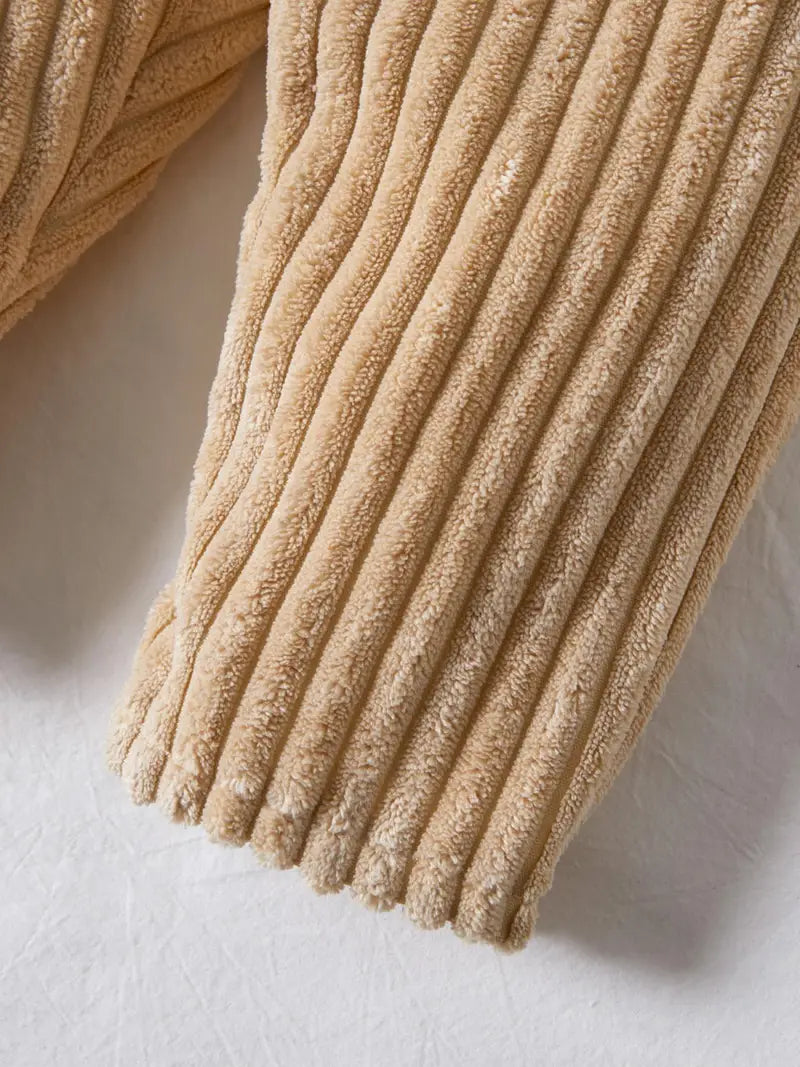 Winter Ribbed Fleece Suspender Pants