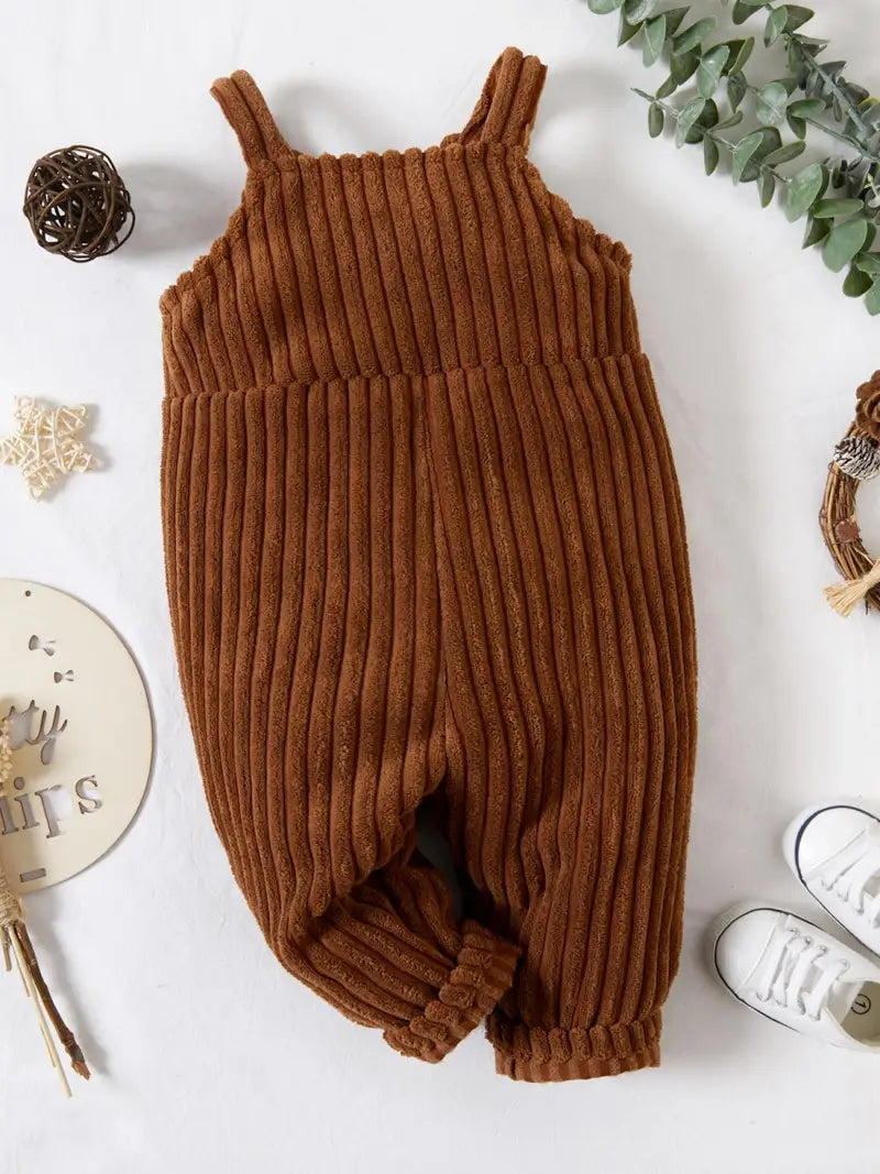 Winter Ribbed Fleece Suspender Pants