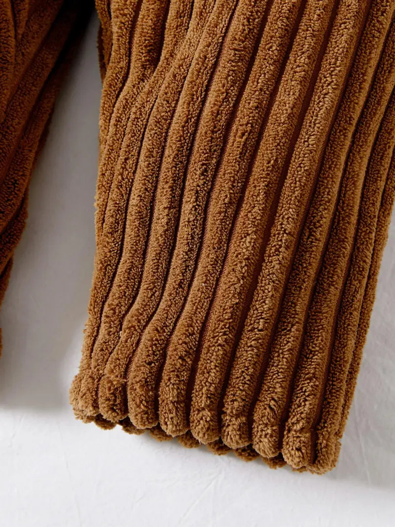 Winter Ribbed Fleece Suspender Pants