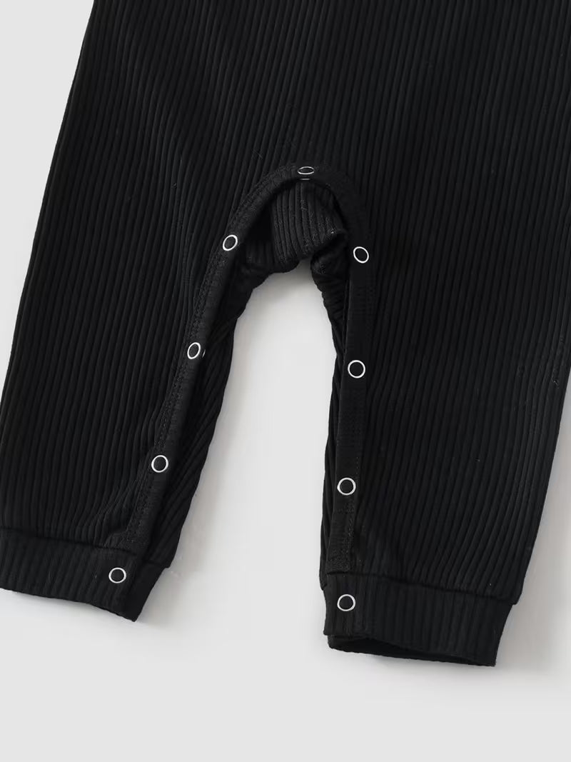 Baby Ribbed Color-Block Short-Sleeve Romper