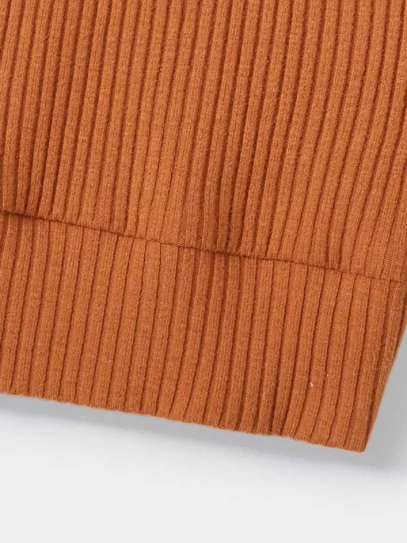 Rib Knit Colorblock Long-sleeve Bodycon Tops