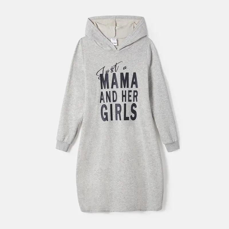 Casual Cotton  Hood with Letter Print Just a girl and mama, for Girls