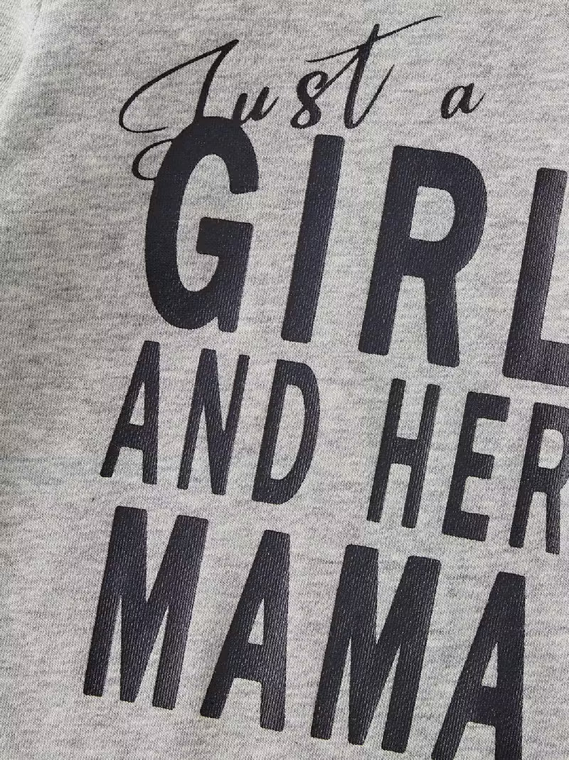 Casual Cotton Jumpsuit with Letter Print Just a girl and mama, for Babies and Girls
