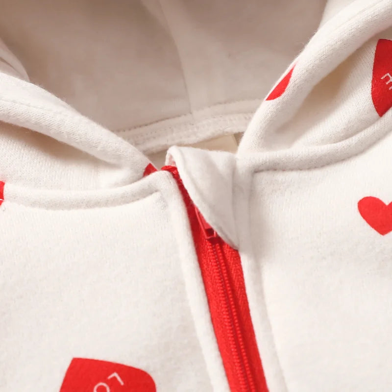 adorable day newborn hooded jumpsuit with hearts pink long