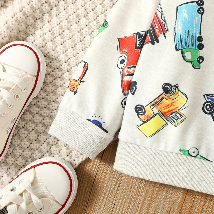 Toddler Boy Rocket Letter Vehicle Print Pullover Sweatshirt