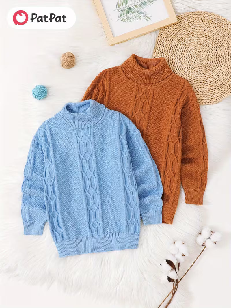 High Neck Twisted Knit Pullover Sweater