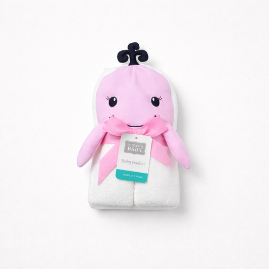 Hudson Baby: Hooded towel "Pink Whale"(042Lh)