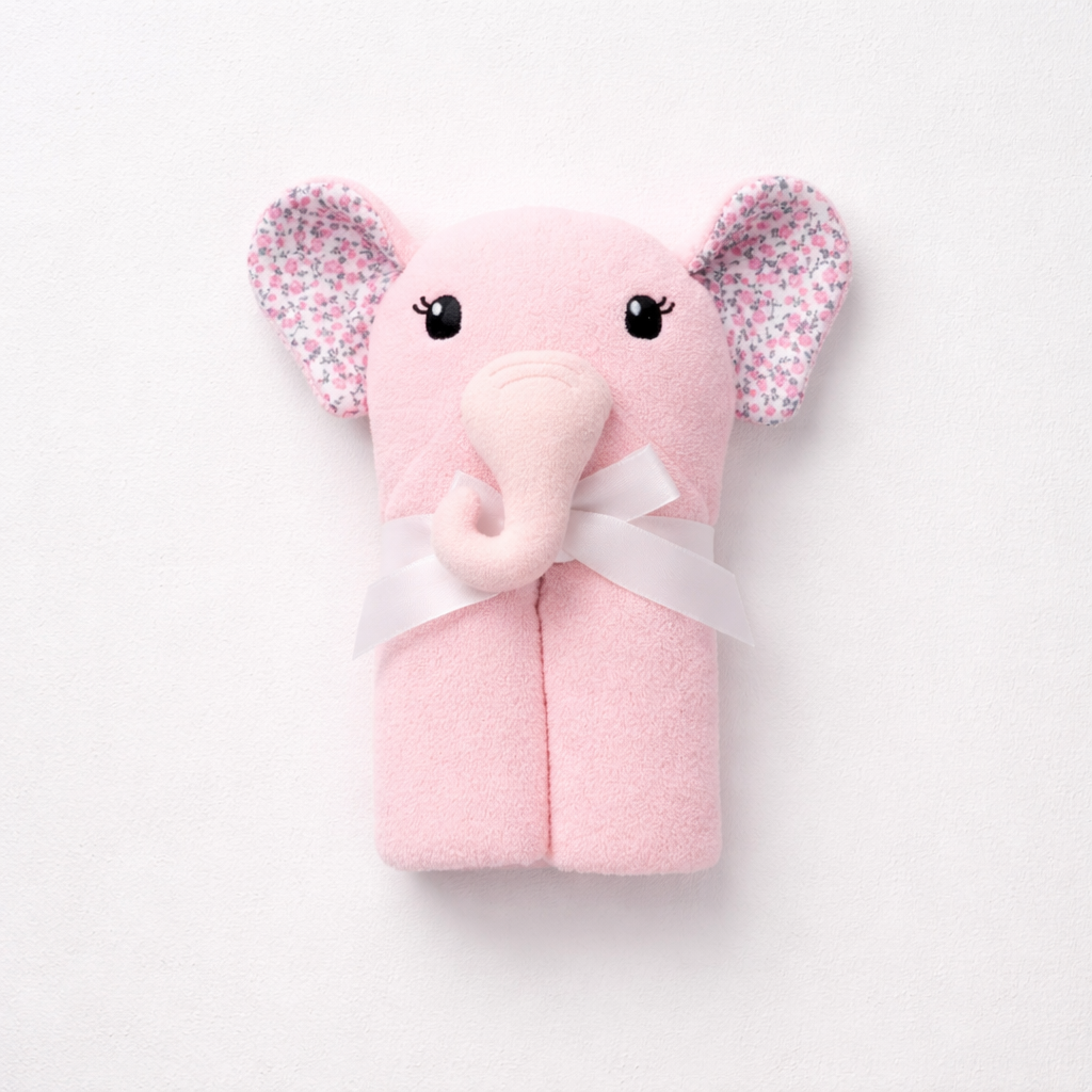 Hudson Baby: Hooded towel "Pink Elephant"(042Lh)