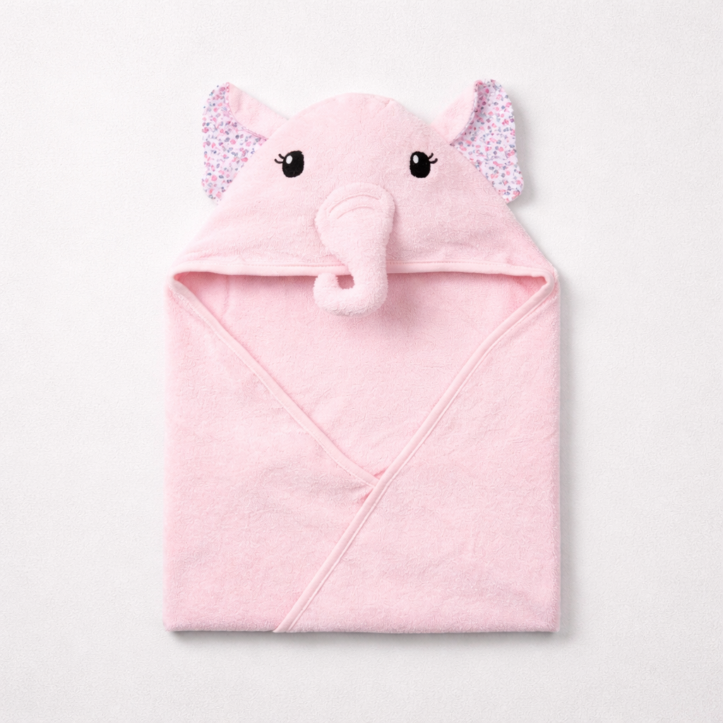 Hudson Baby: Hooded towel "Pink Elephant"(042Lh)
