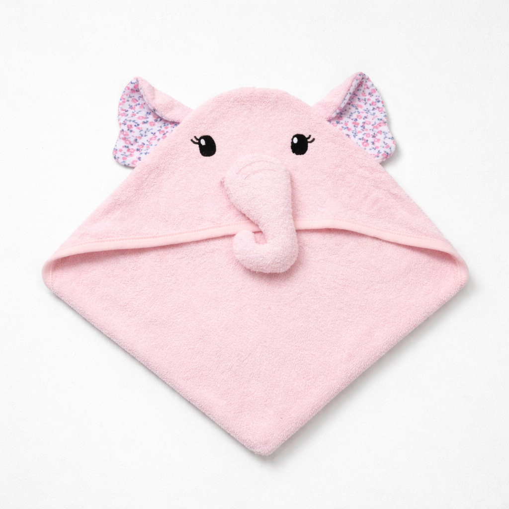Hudson Baby: Hooded towel "Pink Elephant"(042Lh)