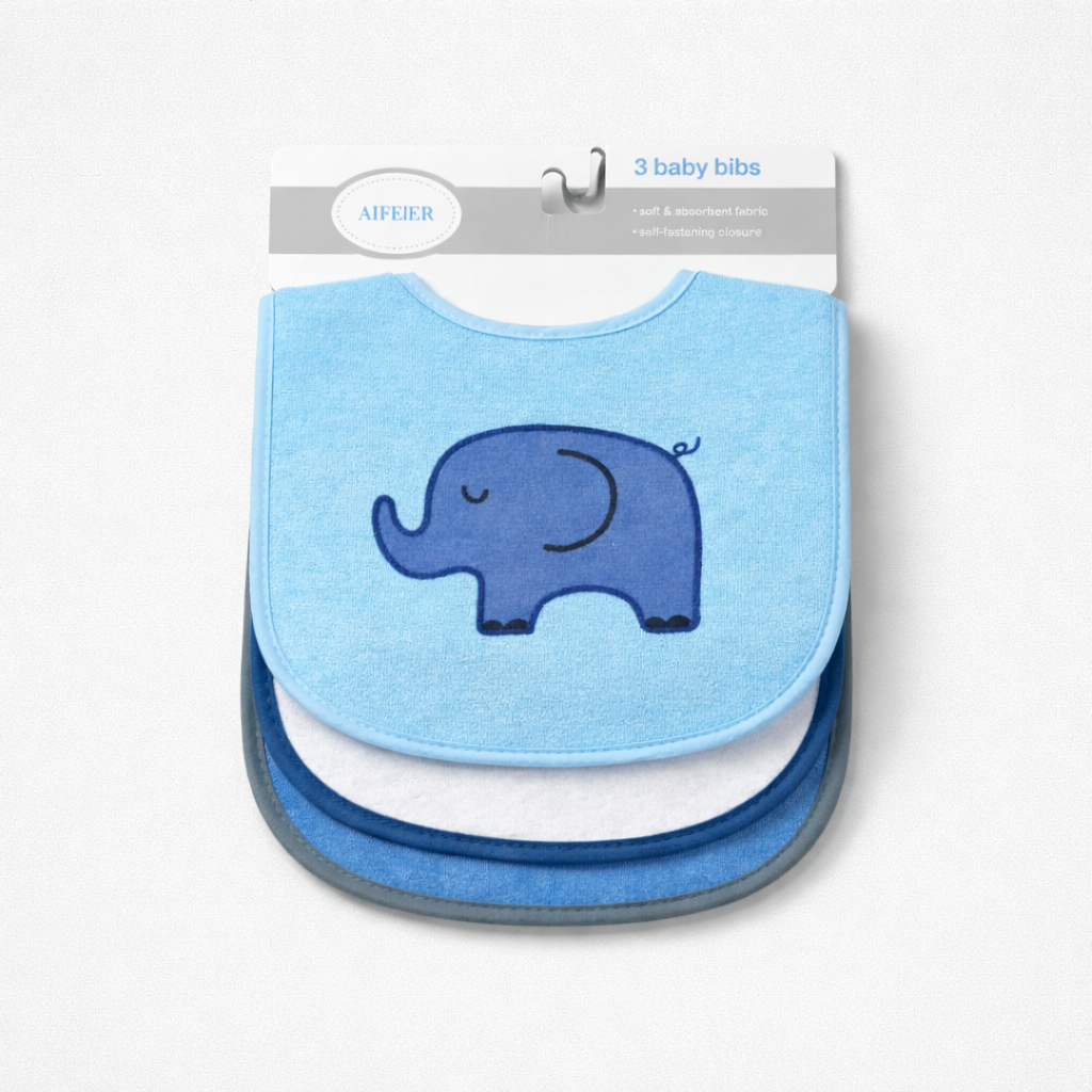 Alfeier Cute Printed Baby Bib Set – Soft & Absorbent Feeding Bibs (Pack of 3)(042Lh)