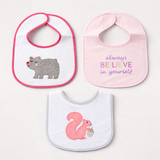 Alfeier Cute Printed Baby Bib Set – Soft & Absorbent Feeding Bibs (Pack of 3)(042Lh)