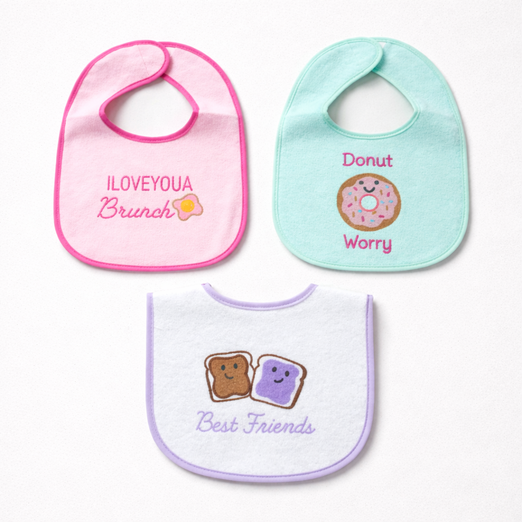 Alfeier Cute Printed Baby Bib Set – Soft & Absorbent Feeding Bibs (Pack of 3)(042Lh)