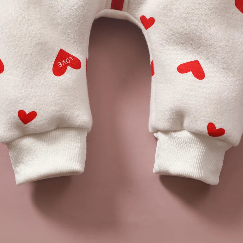 adorable day newborn hooded jumpsuit with hearts pink long