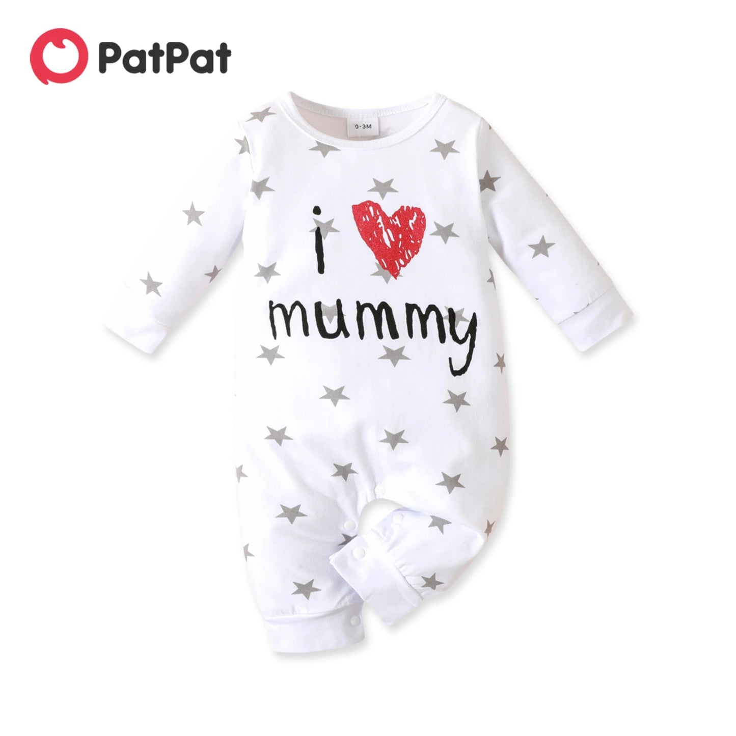 Baby Heart Letter Print Long-sleeve Jumpsuit