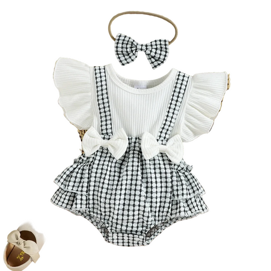 Flared Ruffle Sleeve Bowknot Romper