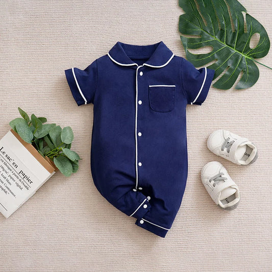 Comfy Cotton Baby Dark Blue Sleeping Romper