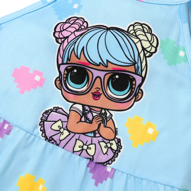 Girl Sleeveless Casual Dress with Round-neck, Blue Girl Outfits