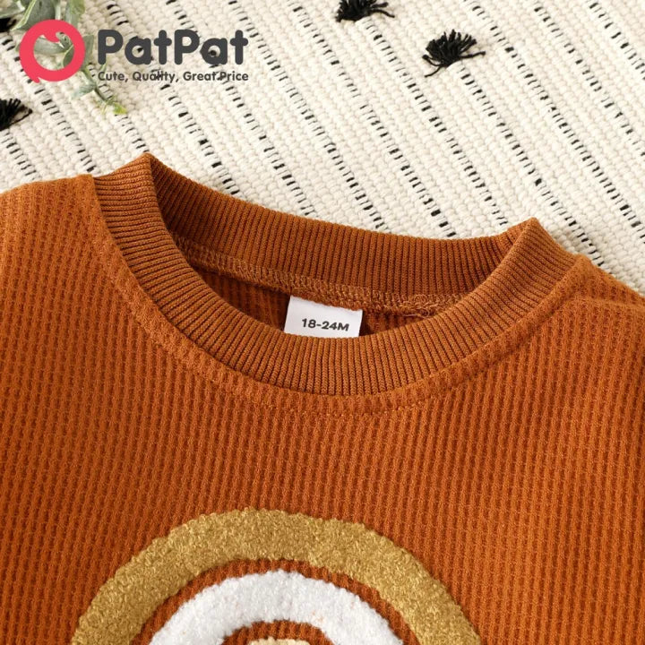 Toddler Girl/Boy Rainbow Embroidered Waffle Sweatshirt