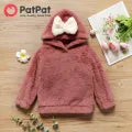 Bowknot Design Fuzzy Hoodie Sweatshirt