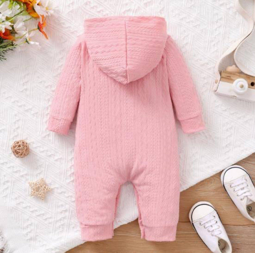 Daddy's Girl Waffle Texture Hooded Romper