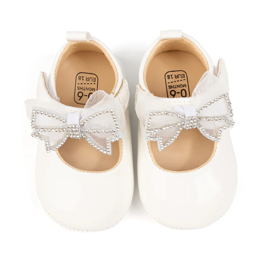 Adorable Baby Shoes with Sparkly Butterfly Soft and Comfortable white -H