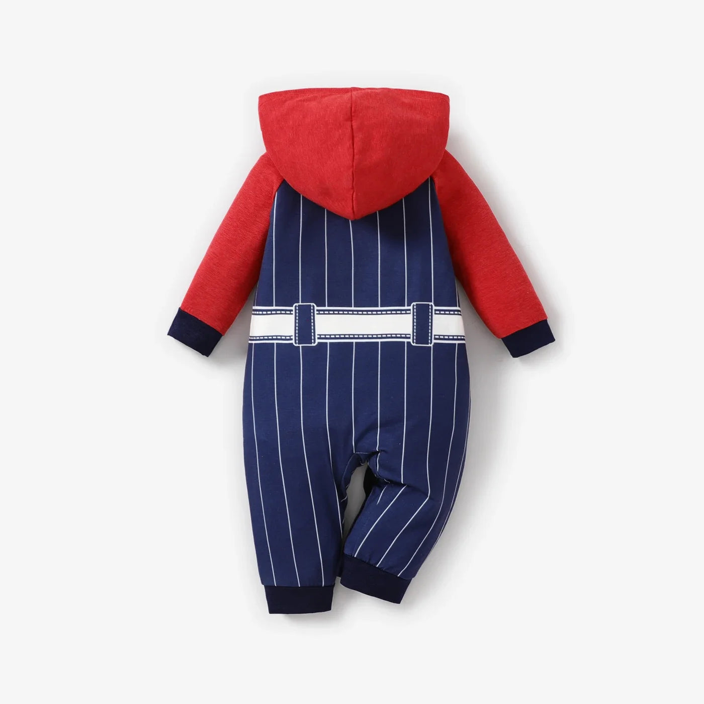 Sporty Style Baseball Player Hooded Long Sleeve Jumpsuit