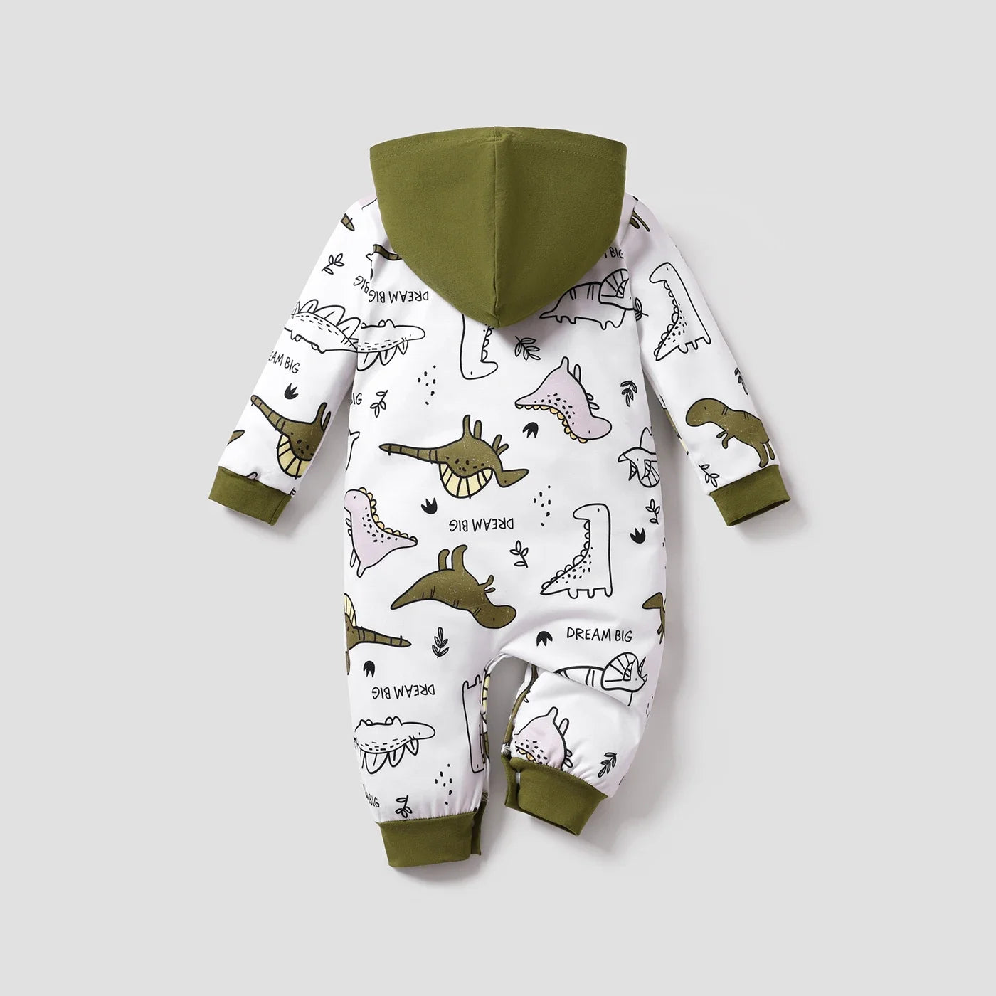 Front Dinosaur Pattern Long-sleeve Hooded Jumpsuit