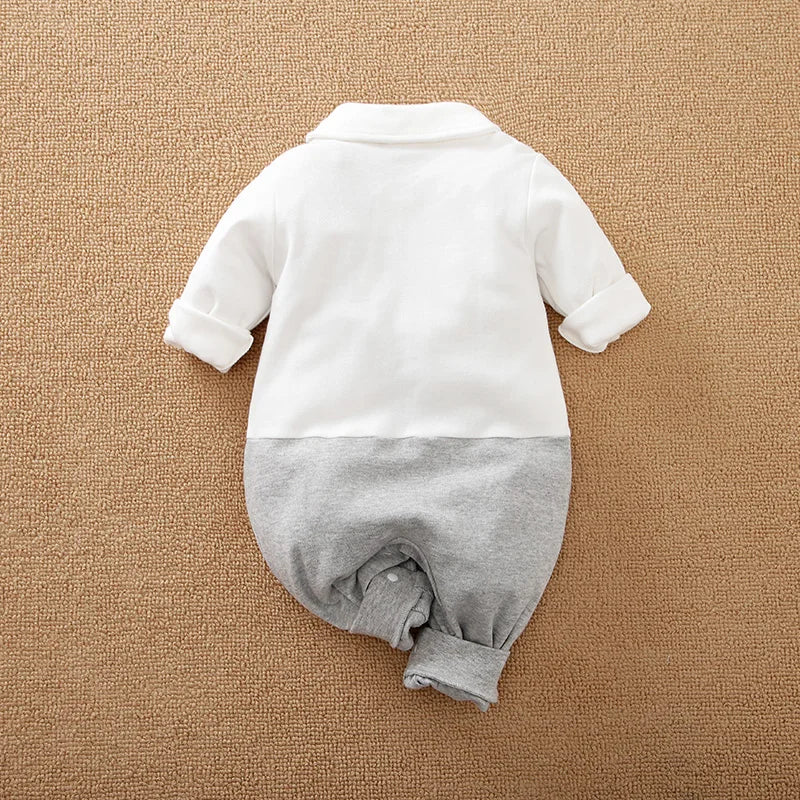 Boy Jumpsuit Fashionable Gentleman Tie Suspender