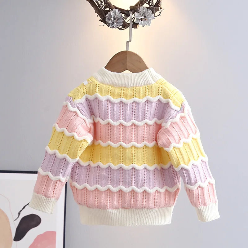Girls Colorful Stripes Sweater