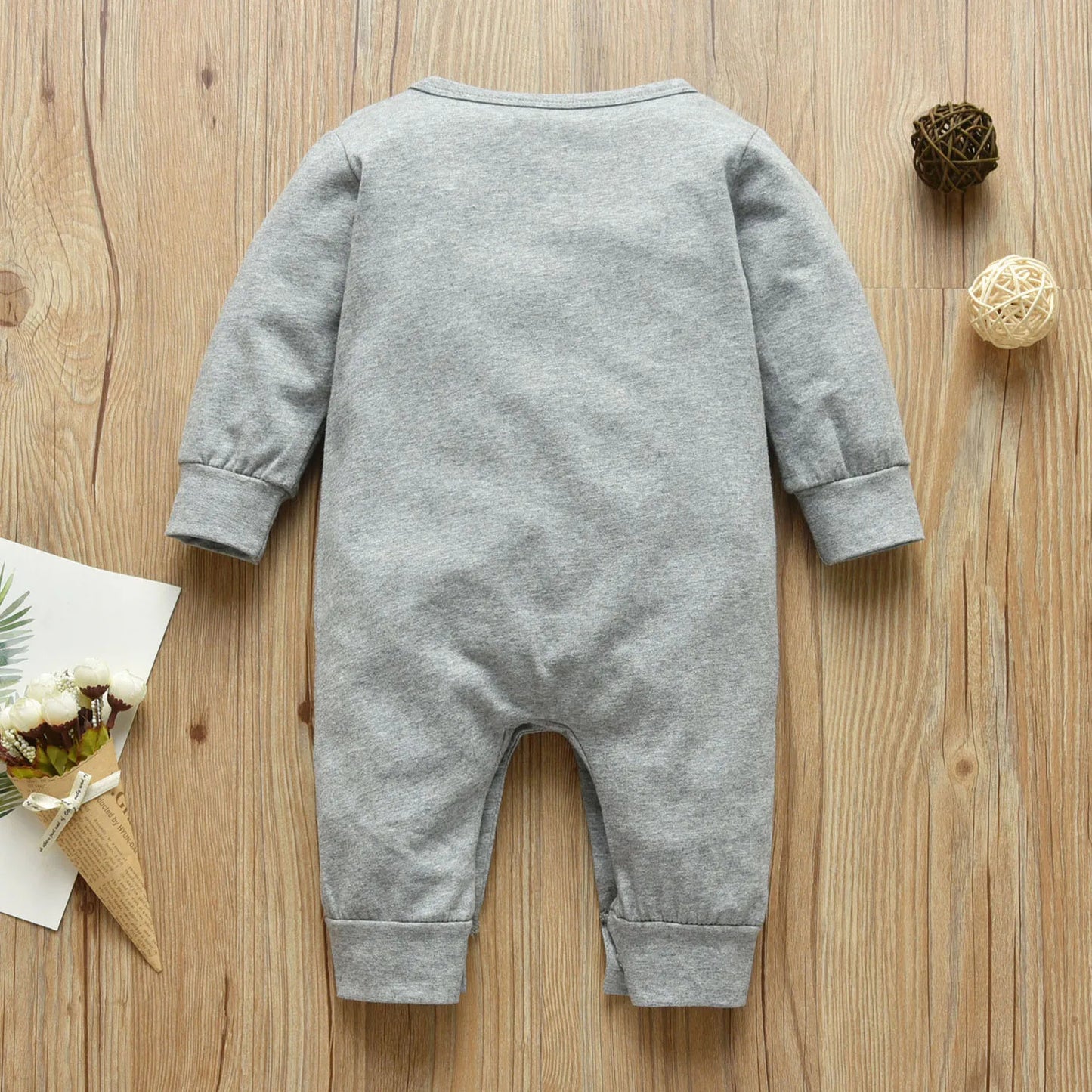 Baby Boy/Girl 95% Cotton Long-sleeve Love Heart and Letter Print Jumpsuit