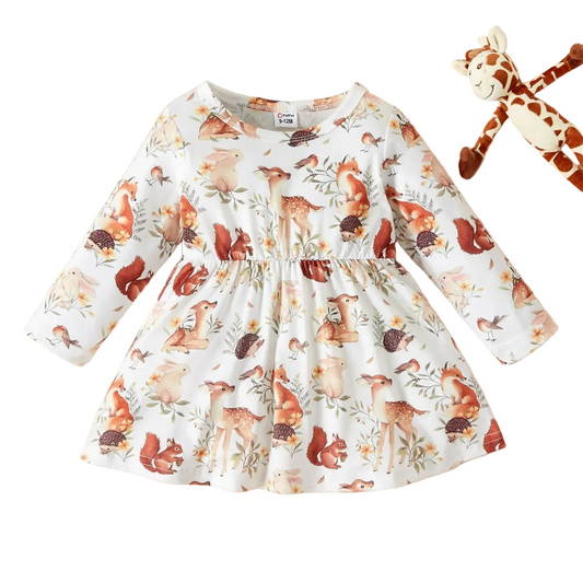 Print Animals Long-sleeve Frock
