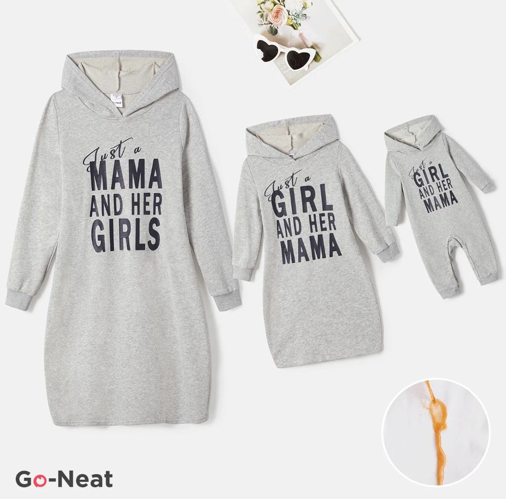 Casual Cotton  Hood with Letter Print Just a girl and mama, for Girls