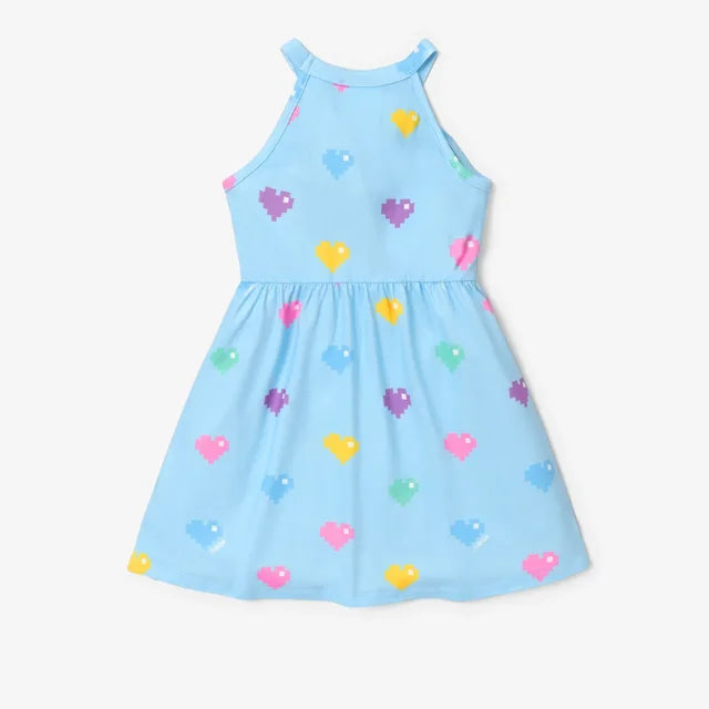 Girl Sleeveless Casual Dress with Round-neck, Blue Girl Outfits