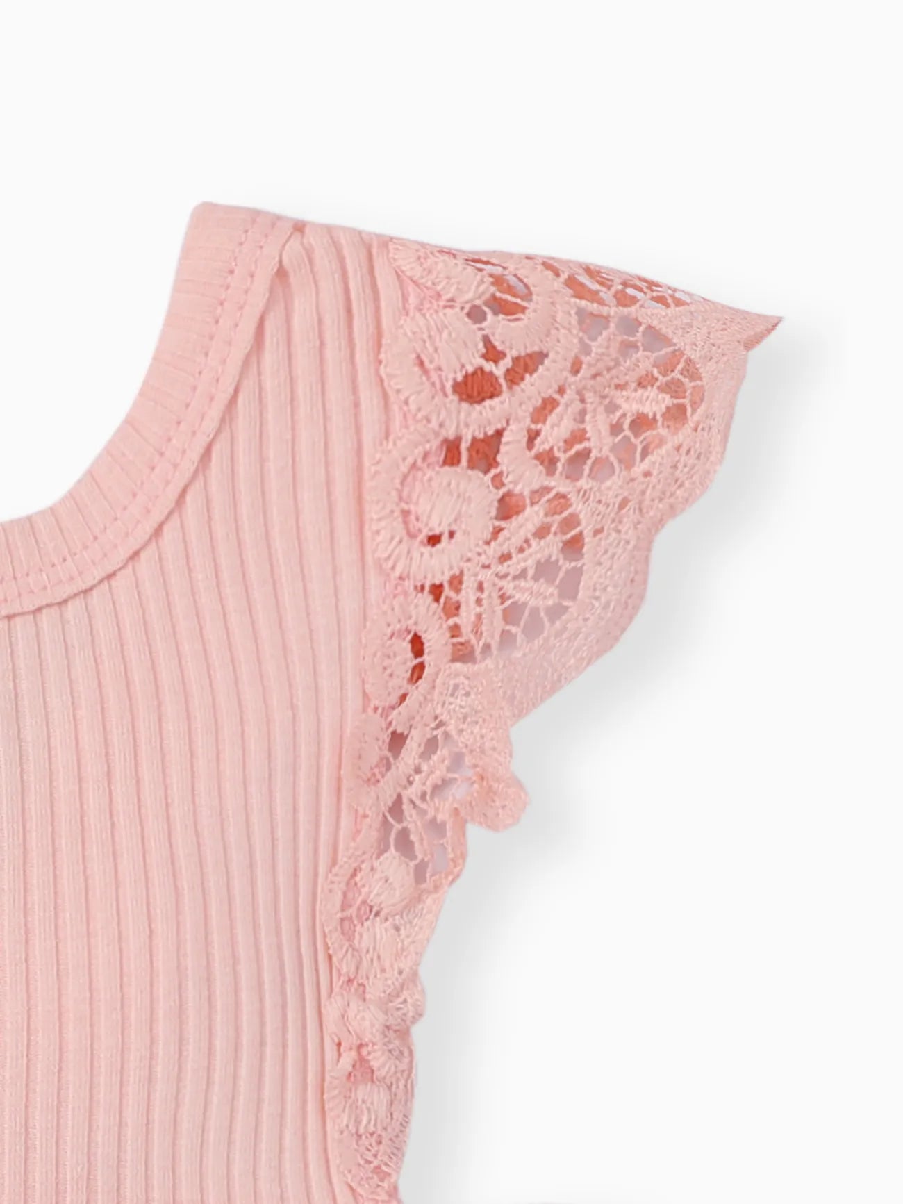 Lace Flutter sleeve Ribbed Romper