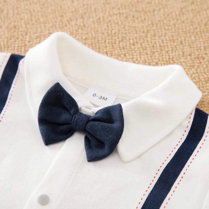 Boy Jumpsuit Fashionable Gentleman Tie Suspender