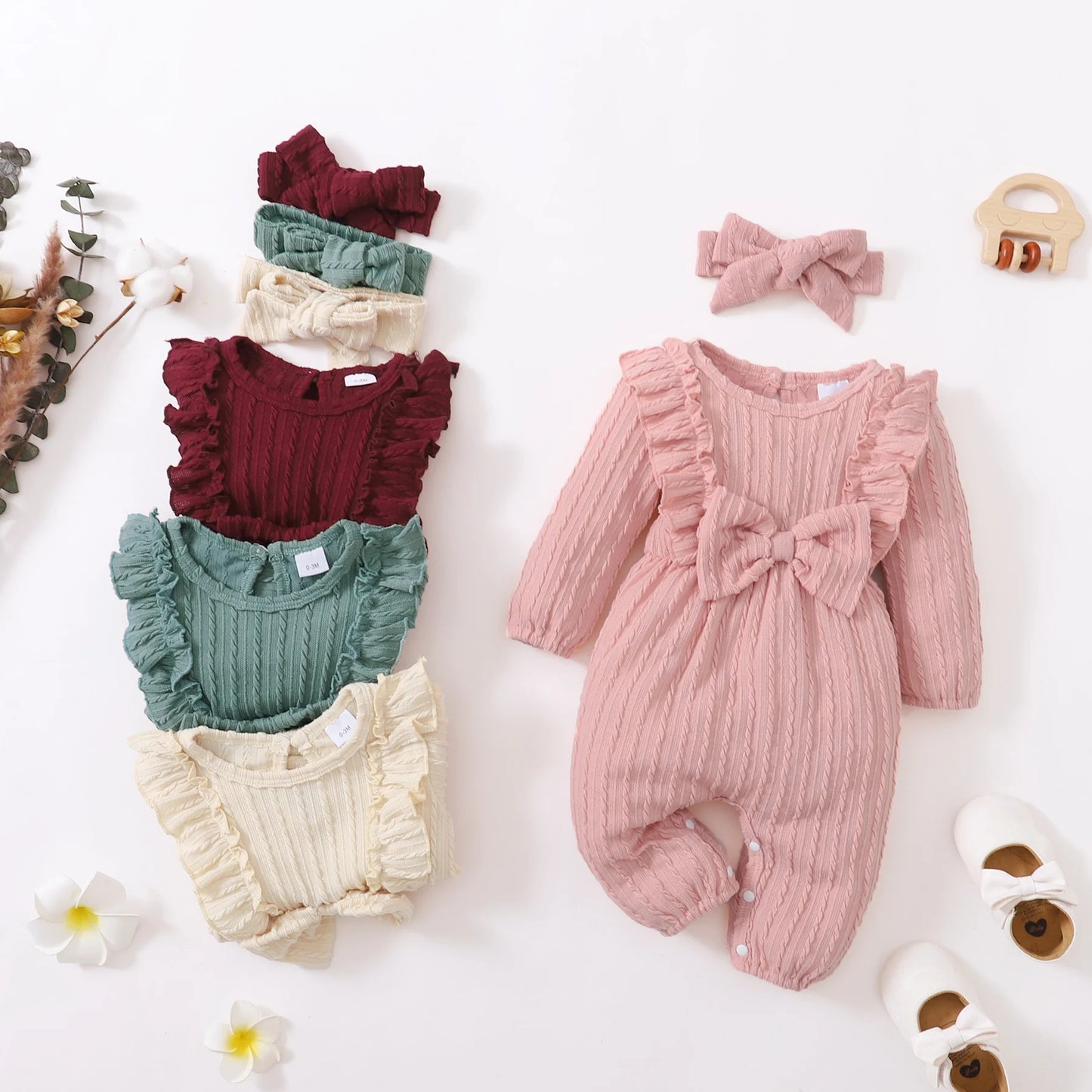 Baby all Long Sleeve Romper with bow