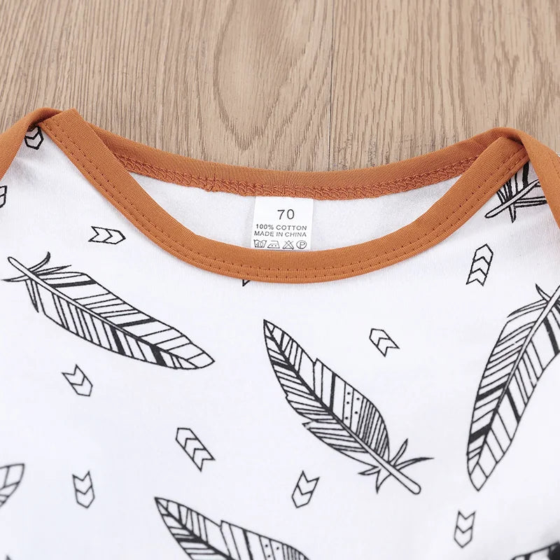 Baby Patterned Long Sleeve T-Shirt, Striped Pants and Hat 3Pcs Set