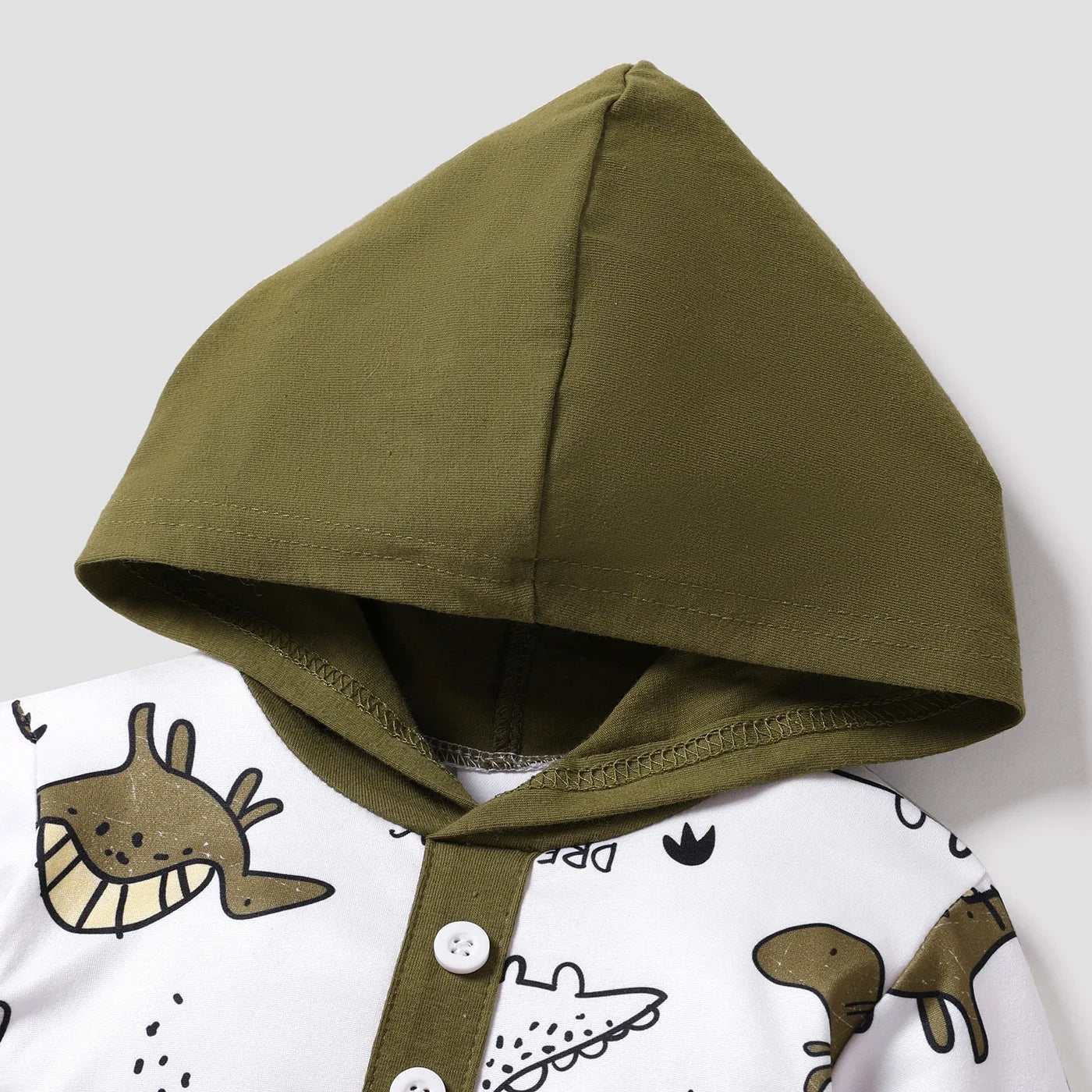Front Dinosaur Pattern Long-sleeve Hooded Jumpsuit