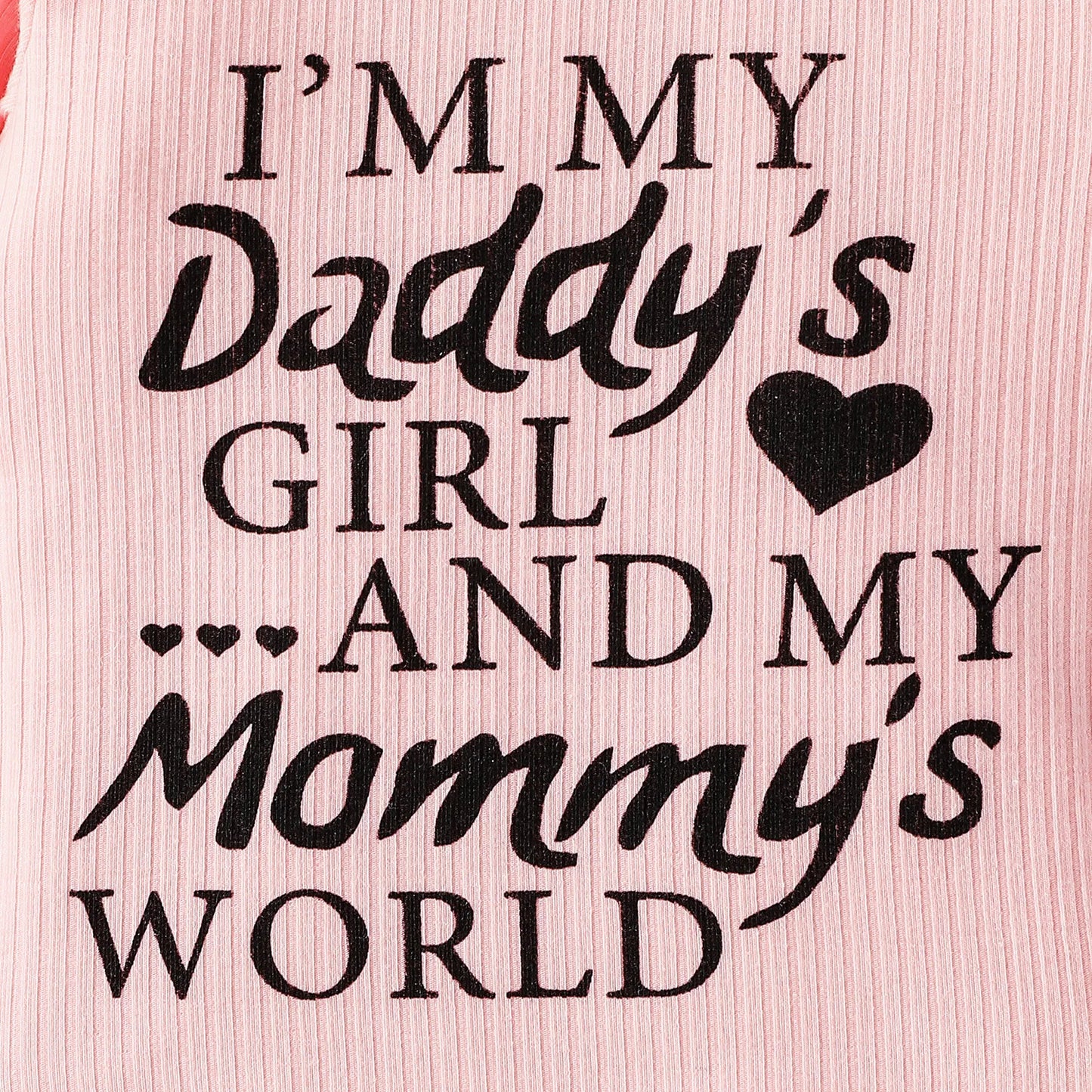 Letter Print Rib Knit Ruffle Long-sleeve Romper