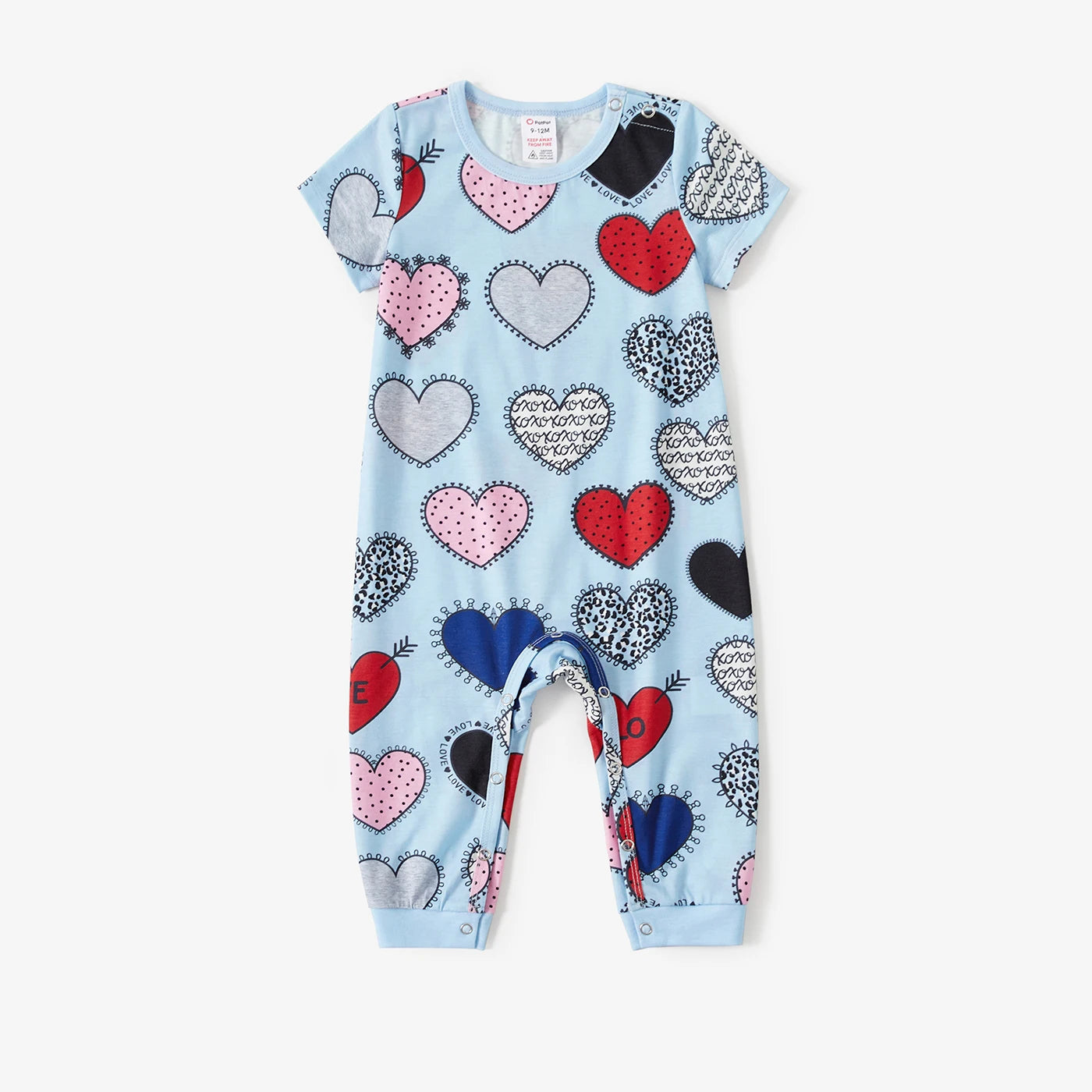 Cute unisex Long-sleeve Love Heart Letter Print Jumpsuit