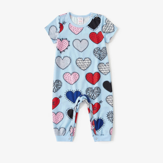 Cute unisex Long-sleeve Love Heart Letter Print Jumpsuit